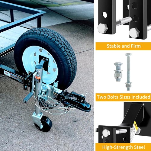 MaxxHaul Spare Tire Carrier Mount - Durable Bracket for 4 & 5 Lug Trailer Wheels | Utility Boat Trailer