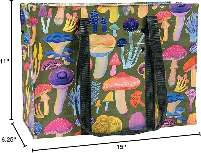 Blue Q Reusable Shoulder Tote Bag – Carry Everywhere Bag with a Hefty Zipper, Durable, Fun Design, 95% Recycled Material