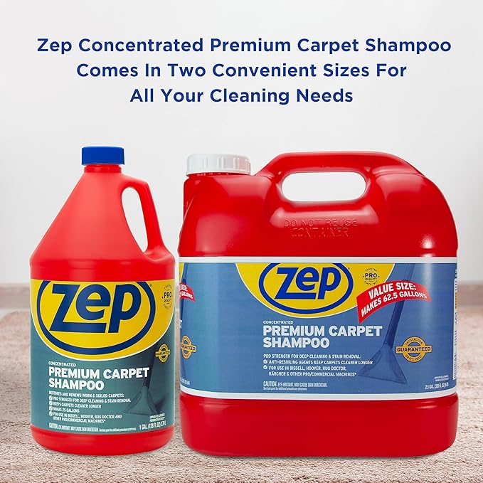 Zep Premium Carpet Shampoo - 1 Gal (Case of 4) - ZUPXC128 - Deep Cleaning and Stain Removal for Carpet Machines