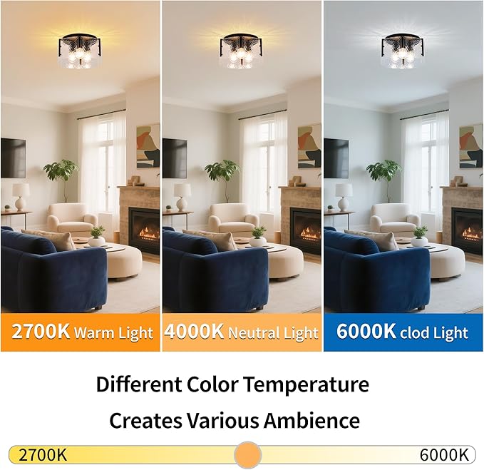 MAYNA Modern Black Semi Flush Mount Ceiling Light Fixture, 3-Light Hallway Light Fixtures Ceiling Mount, Dimmable Kitchen Lighting Fixtures Ceiling Lights for Bedroom Bathroom Dining Room Entryway