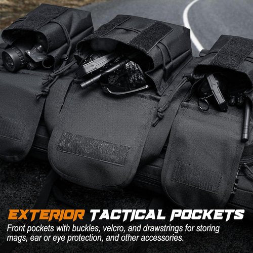 DULCE DOM Tactical Soft Padded Double Rifle Case - Heavy-Duty Backpack for 2 Rifles & Pistols | 36-48 Inch