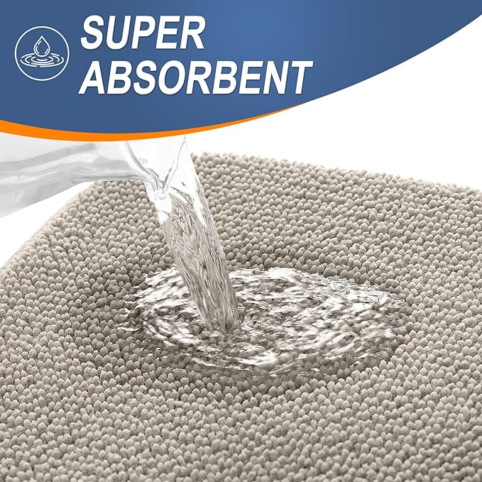 OLANLY Thick Memory Foam Bath Mat Rug 59x20, Extra Soft Absorbent Bathroom Rug, Quick Dry Bath Mats, Non-Slip, Machine Washable Carpet for Bathroom, Tub and Shower, Home Decor Accessories, Warm Taupe