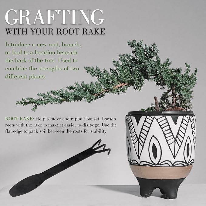 BambooMN Bonsai 2pc Set - 9" Root Pick and 9" Root Rake - 10 Sets