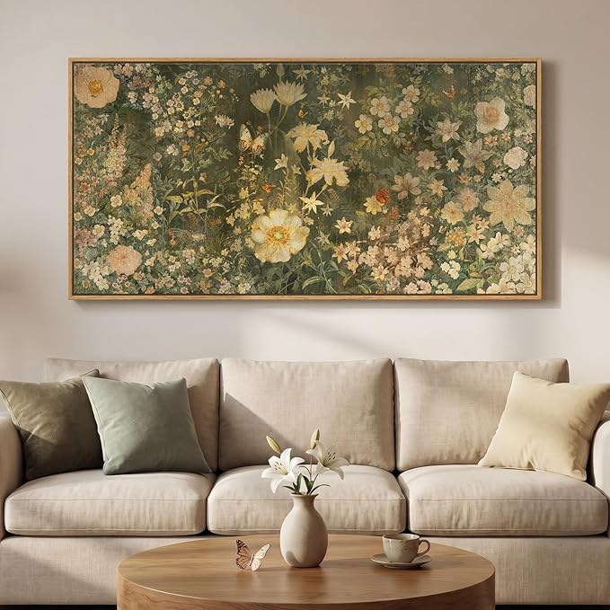 Large Framed Vintage Botanical Wall Art