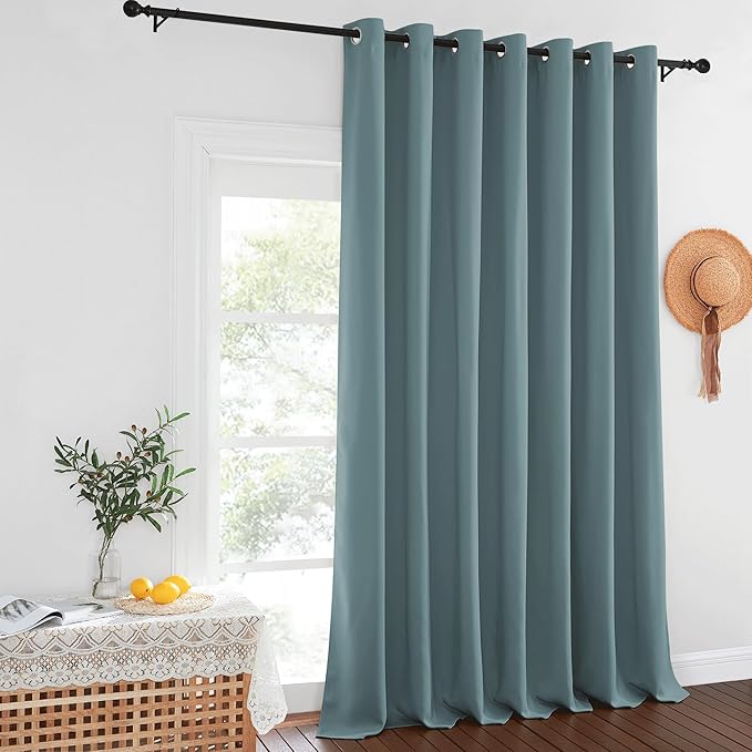 NICETOWN Sliding Glass Door Curtain 120 inches Long, Grommet Room Darkening