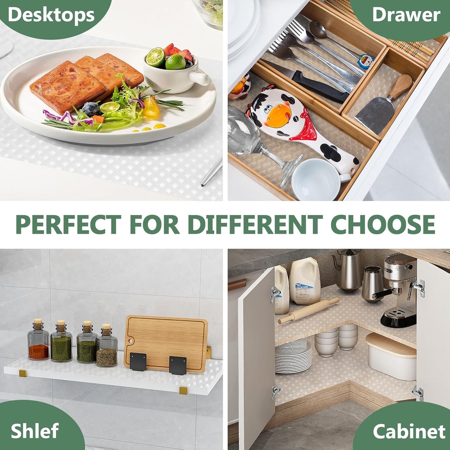 Shelf Liners, Non-Adhesive Drawer Liner, Waterproof & Oil-Proof Kitchen Cabinet Cupboard Liner Plastic EVA Material BPA Free Fridge Liner Mats Paper Protector for Shelves (Clear/24in x 240in)