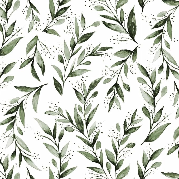 Livebor Green Leaf Wallpaper Peel and Stick Olive Leaf Contact Paper 17.7inch x