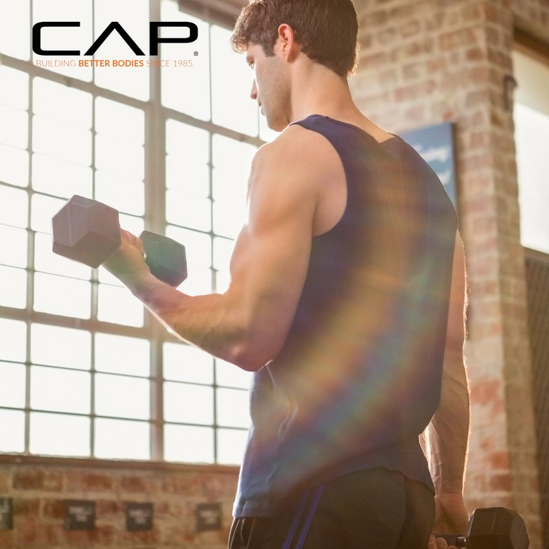 CAP 120 LB Rubber Coated Hex Dumbbell Weight, Rubber Free Weights for Home Gym Strength Training, Comfort Grip Handle, Single