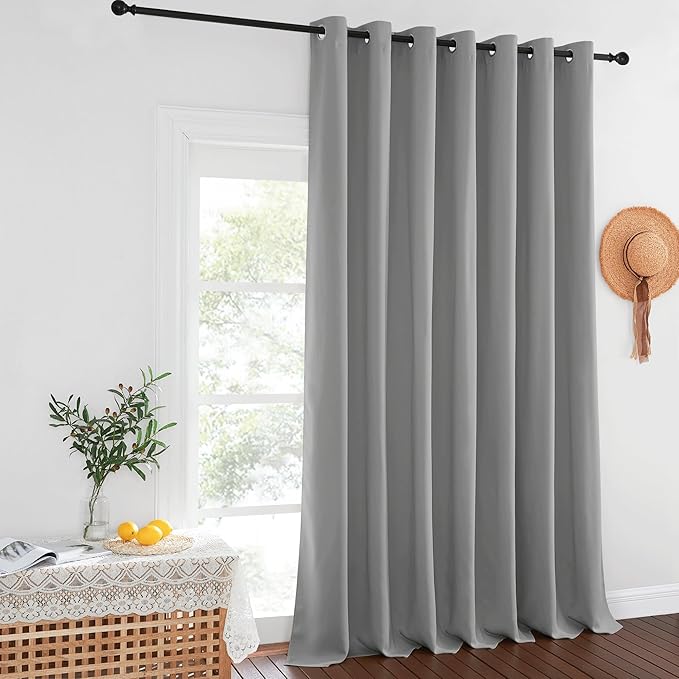 NICETOWN Silver Gray Sliding Door Curtains 108 inches Long