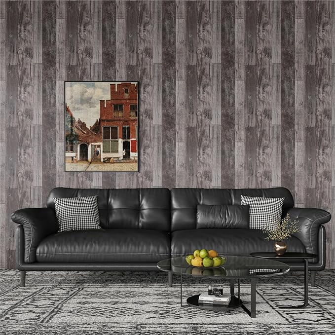 TANONE Wood Contact Paper Peel and Stick Wallpaper Gray, Self Adhesive