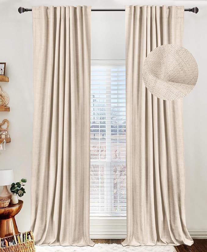 100% Blackout Shield Linen Blackout Curtains