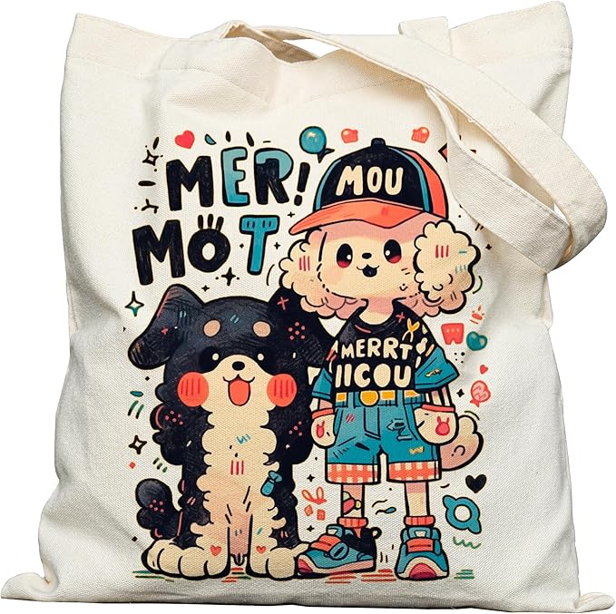 Double-Sided Canvas Tote Bag for Women with Magnetic Snap, Wide Strap & Inner Pocket for Work, Shopping, Travel
