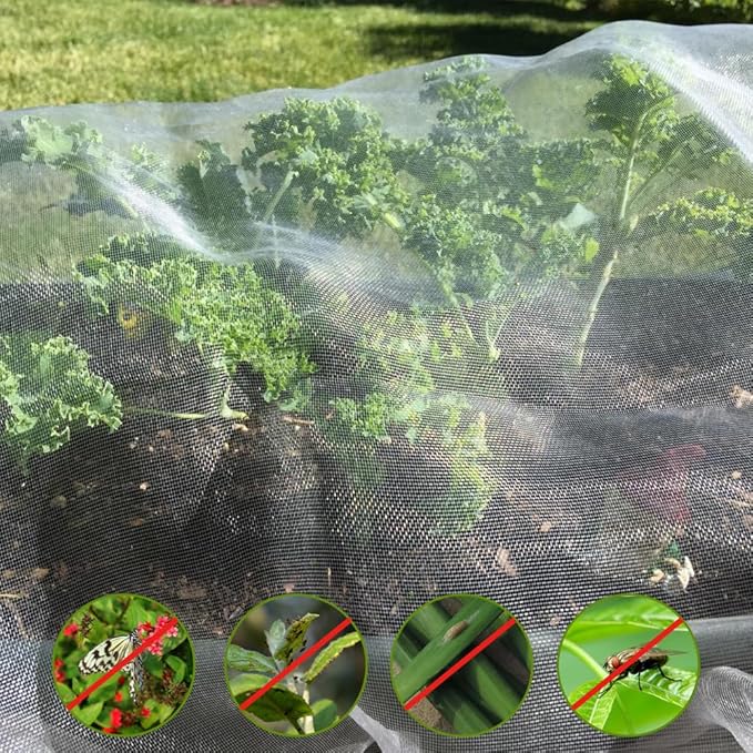 10X50Ft Garden Netting Pest Barrier – Ultra Fine Mesh Netting Plant Covers & Row Cover, Protects Vegetables, Fruits, Flowers from Mosquitoes, Insects, Birds, Deer & Squirrels