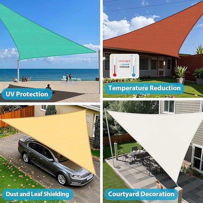 Amagenix Sun Shade Sail 5'X7'X9' Curved Edge Outdoor Shade Canopy Blue Breathable 95% UV Block Shade Cloth for Patio Garden Backyard (We Make Custom Size)
