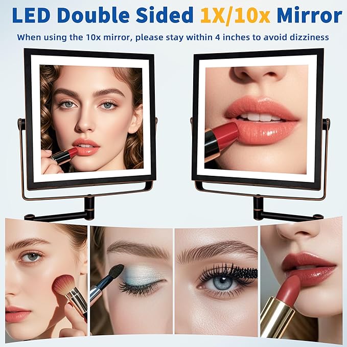 Ruacq Rechargeable Wall Mounted Makeup Mirror