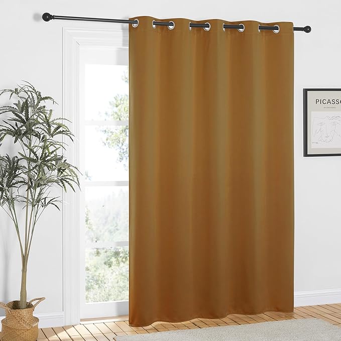 NICETOWN Gold Brown Blackout Curtains 84 inch Length, Grommet Top Room