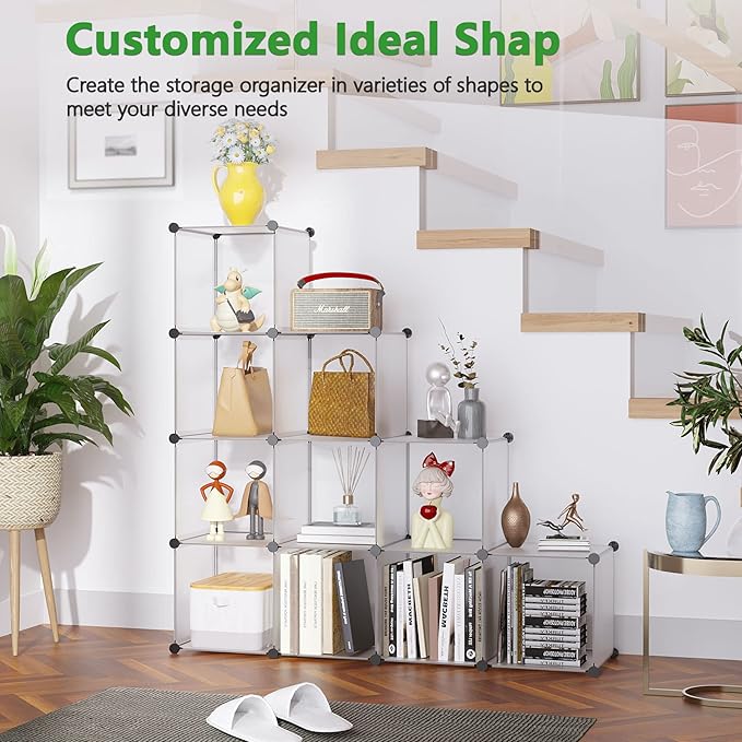 C&AHOME Cube Storage Organizer, 12-Cube Closet Cabinet Organizer, DIY Cube Shelf