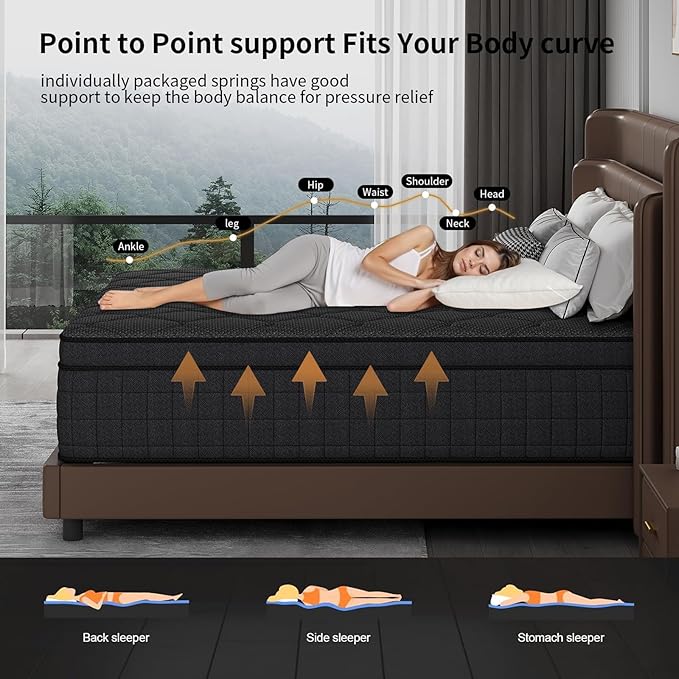 14 Inch King Size Mattress, Medium Firm Hybrid King Mattresses, Memory Foam Mattress in a Box with Individually Wrapped Pocket Springs, Reinforced Edge Support, Pressure Relief,Motion Isolation
