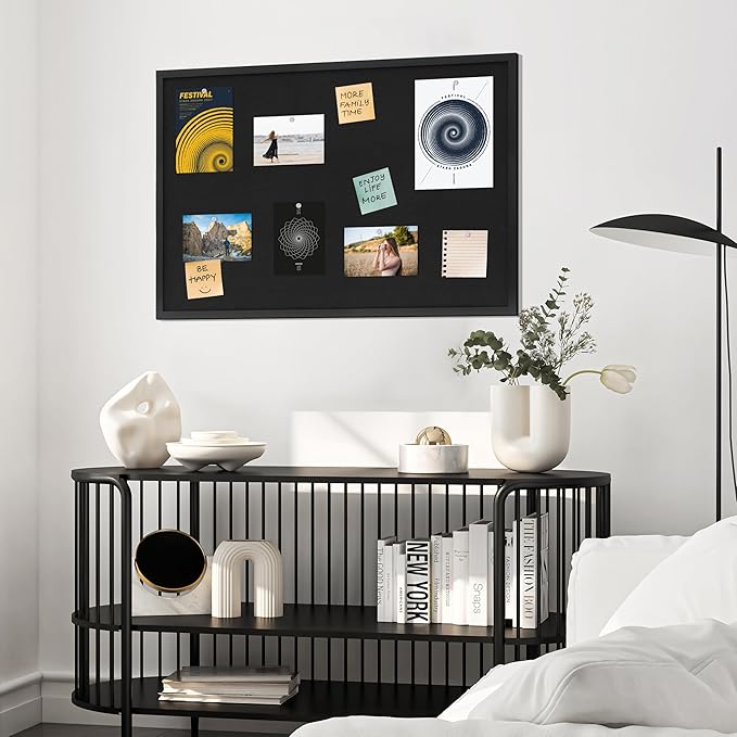 DAHAPYBOO Cork Board with Linen Black, Bulletin Board 36"x24", Corkboards