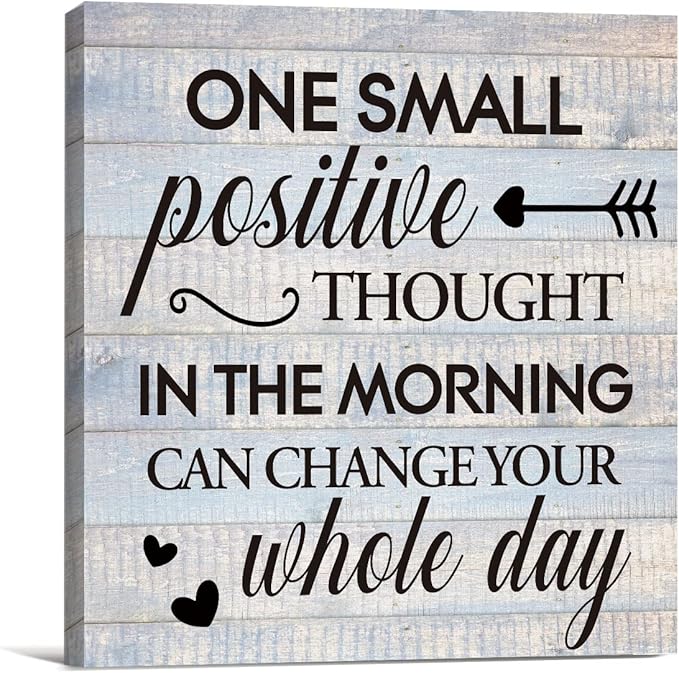 Inspirational Farmhouse Canvas Print Wall Art Decor One Small Positive Thought