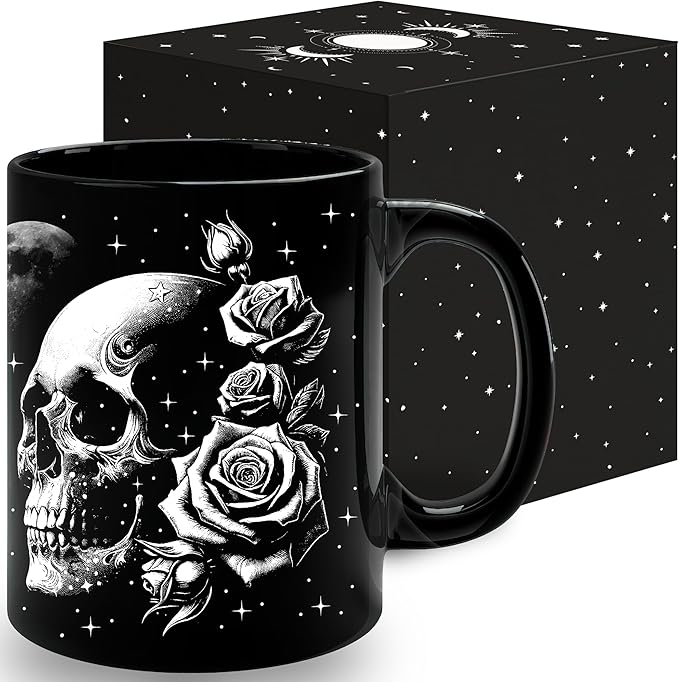 Roses And Skull Mug 11Oz Goth Gifts for Women Skull Gifts for Women Witchy Home Decor Halloween Mug - Goth Decor Gothic Cup Halloween Decorations