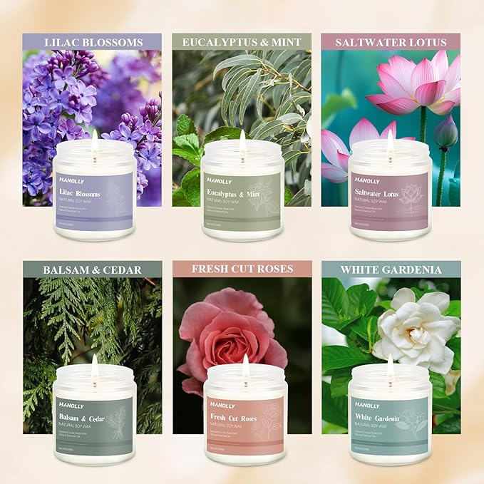 12 Pack Candles for Home Scented, Aromatherapy Candles Gifts Set for Women, Lavender, Vanilla, Rose,Eucalyptus Candle, 42OZ Natural Soy Wax Long Lasting Jar Candle, Birthday, Thanksgiving Day Present