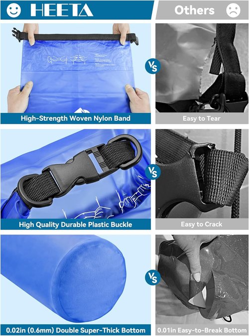 HEETA Waterproof Dry Bag - Lightweight Roll Top Storage for Travel, Swimming & Kayaking | 5L-40L Sizes