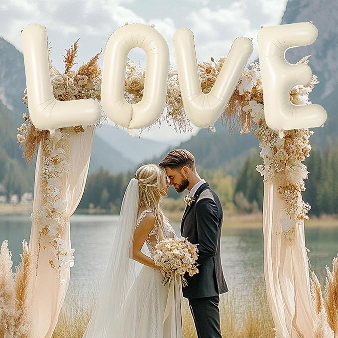 40 Inch Letter Balloons P, Big Custom A-Z Alphabet Foil Name Balloon Cream White, Self Inflating Beige Customize Helium Balloon Letters P for Women Girls Birthday Bride Baby Shower Party Decorations