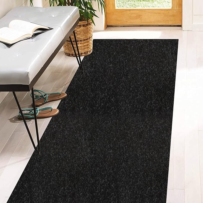 4' x 70' Runner Rugs with Rubber Backing, Indoor Outdoor Utility Carpet Runner Rugs, Black, Can Be Used as Aisle for The RV and Boat, Laundry Room and Balcony