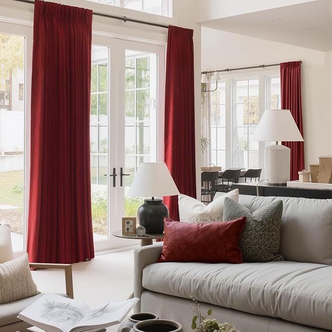 NICETOWN Christmas Red Velvet 108 inch Curtains and Drapes
