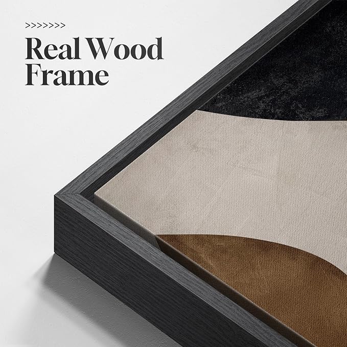 Framed Neutral Abstract Minimalist Wall Art, 2 Piece Large Modern Canvas Prints