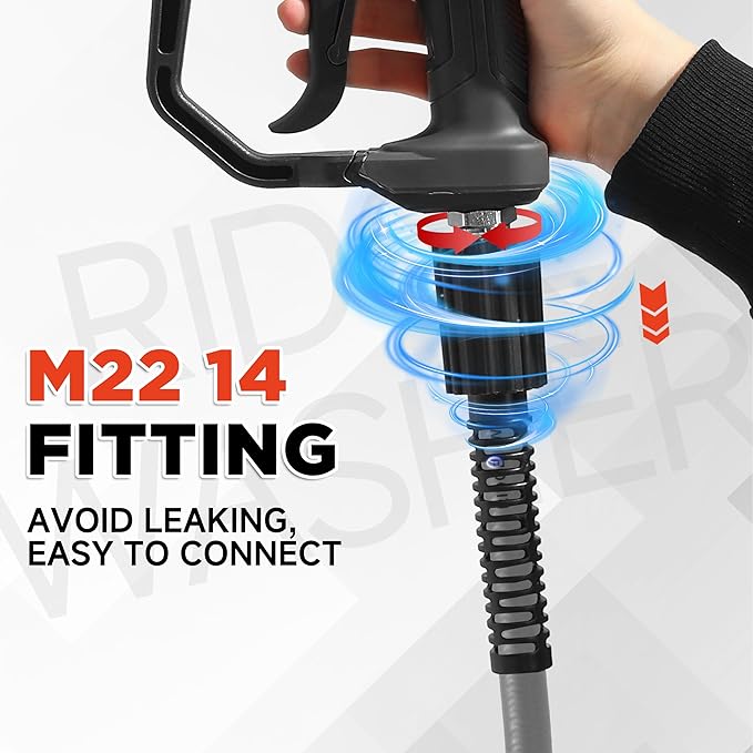 RIDGE WASHER Pressure Washer Hose 25FT, Kink Resistant Hoses Replacement with M22 14 Fitting, 1/4 Inch Power Washer Hose?€?s Applied for Most Pressure Washer Accessories, 3600 PSI