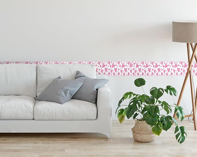 FLFK Pink Heart Wallpaper Border