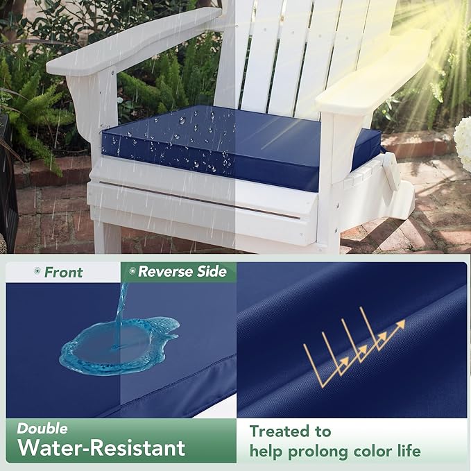 Summsun Outdoor Chair Cushions Set of 6: Waterproof & Color Fastness Seat Cushion for Patio Furniture - 22 x 22 x 3 Inch Chair Pads with Ties and Hidden Zipper - Patio Chair Cushion Replacement, Navy