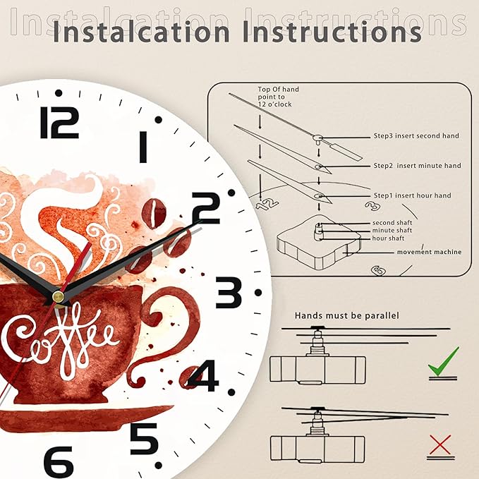 Watercolor Coffee Cup Wall Clock