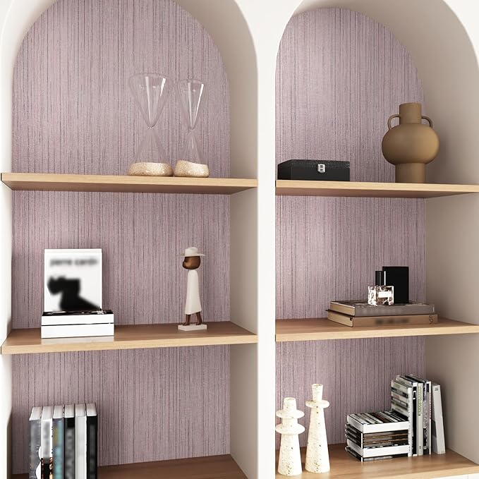 CRE8TIVE Pale Pink Grasscloth Wallpaper Peel and Stick Textured Wallpaper Pink