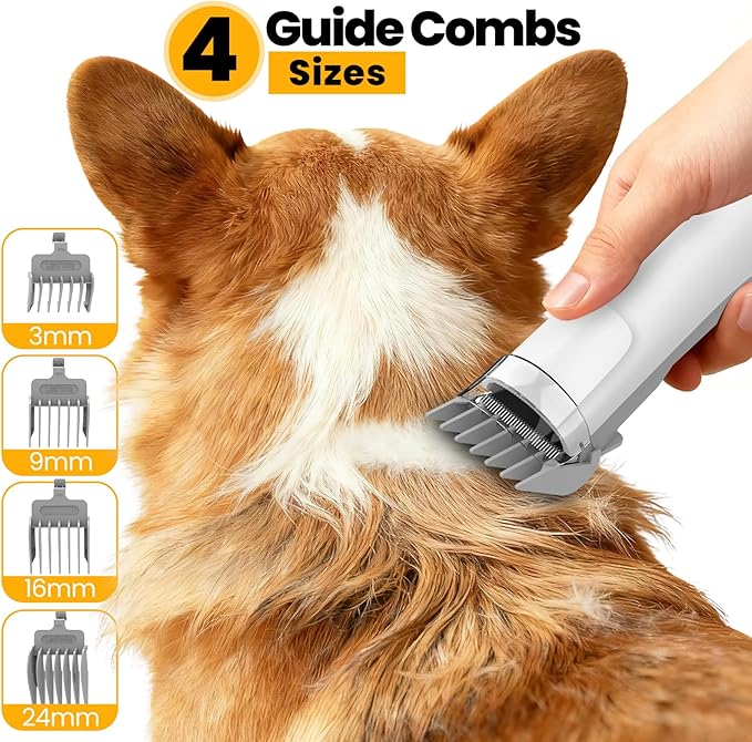 FIXR Dog Grooming Vacuum, All-in-One Pet Grooming Kit with Hair Clipper & Shedding Brush, Low Noise 12,000Pa Dog Hair Remover Vacuum, Pet Groomer Set with Cleaning Brushes, PG01