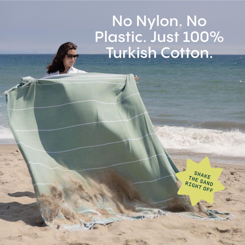 WETCAT Turkish Beach Blanket Sandproof (82"x82") 100% Turkish Cotton, Made in Turkey - Sand Free, Ultra Soft, Extra Large Throw for Picnic – Teal