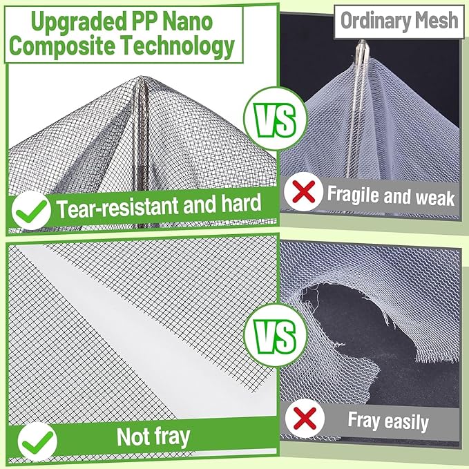 ANPHSIN 10 x 50 ft Stronger Garden Mesh Netting - PP Nanocomposite Bird Net Barrier, Fine Mesh Mosquito Screen for Outdoor Plants Vegetables Patios Balconies Terraces, Shading Rate 33% (Black)
