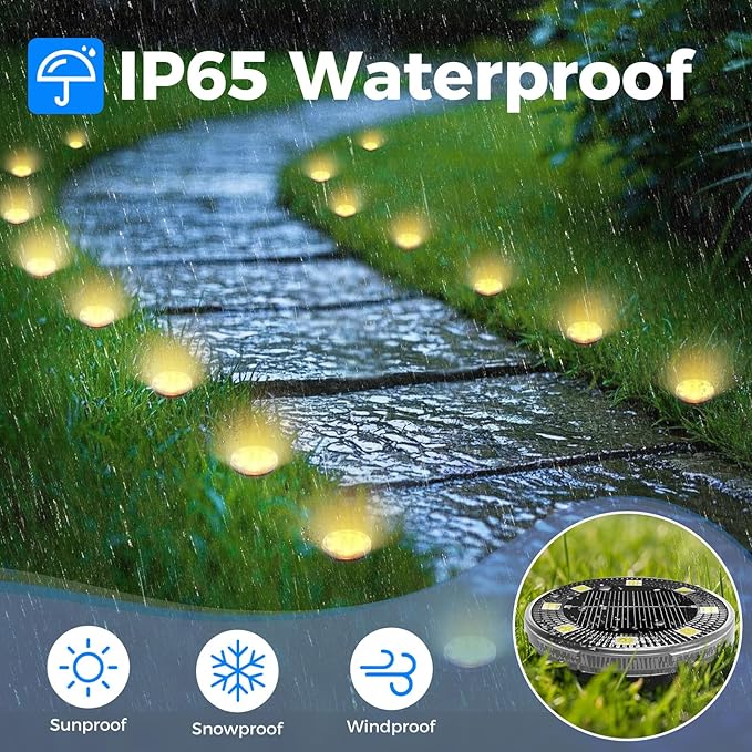 Peasur Mini Solar Ground Lights, 18 Pack Flat Solar Disc Lights Outdoor Waterproof, 2.3 Inch Small Solar Garden Lights Landscape Lighting for Outside Pathway Garden Yard Lawn Walkway,Warm White