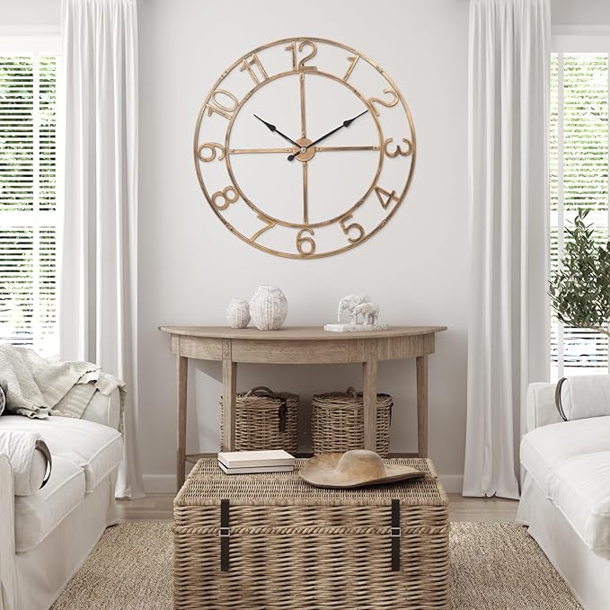 Large Wall Clock for Living Room Decor–40 Inch Silent Non-Ticking Modern