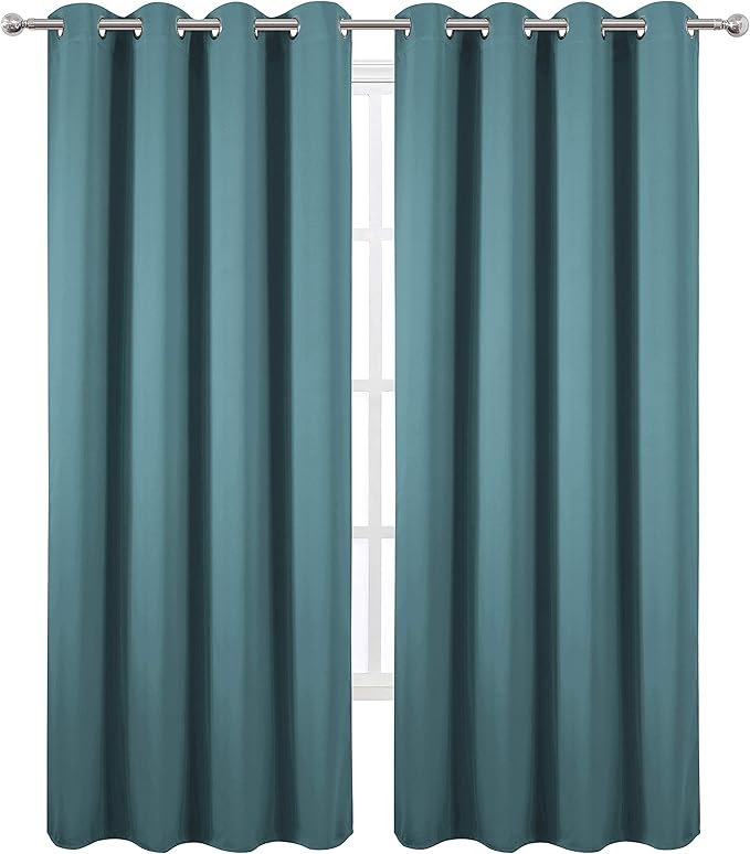 LEMOMO Sea Teal Thermal Blackout Curtains/52 x 108 Inch/Set of 2 Panels Room