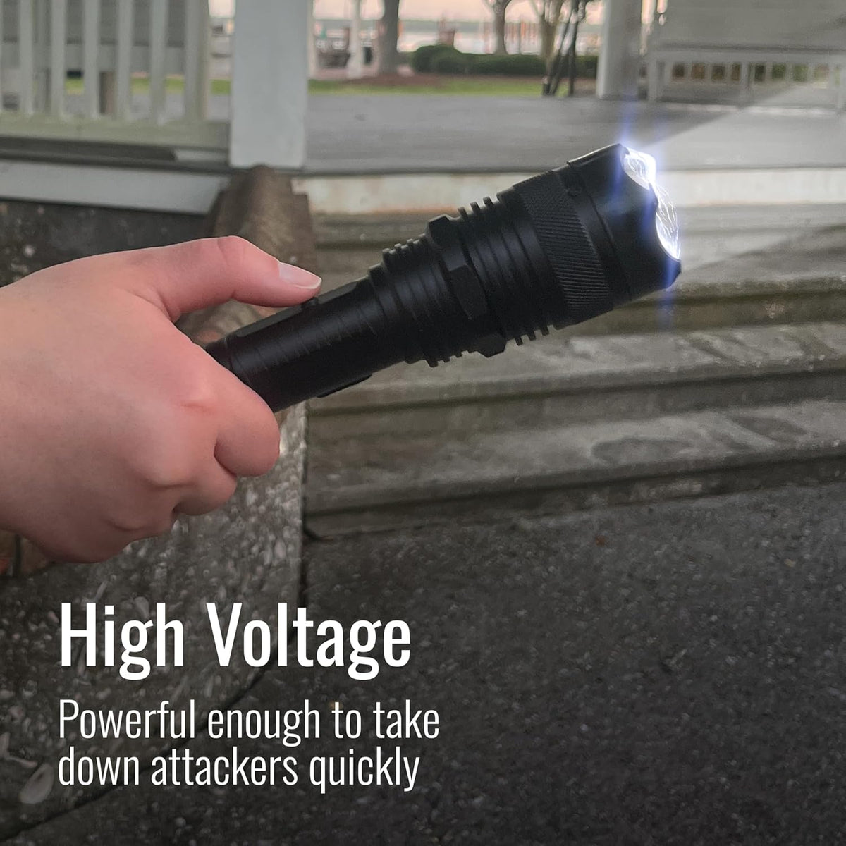 Rechargeable Mace Stun Gun for Self Defense - High Voltage with Bright LED Light