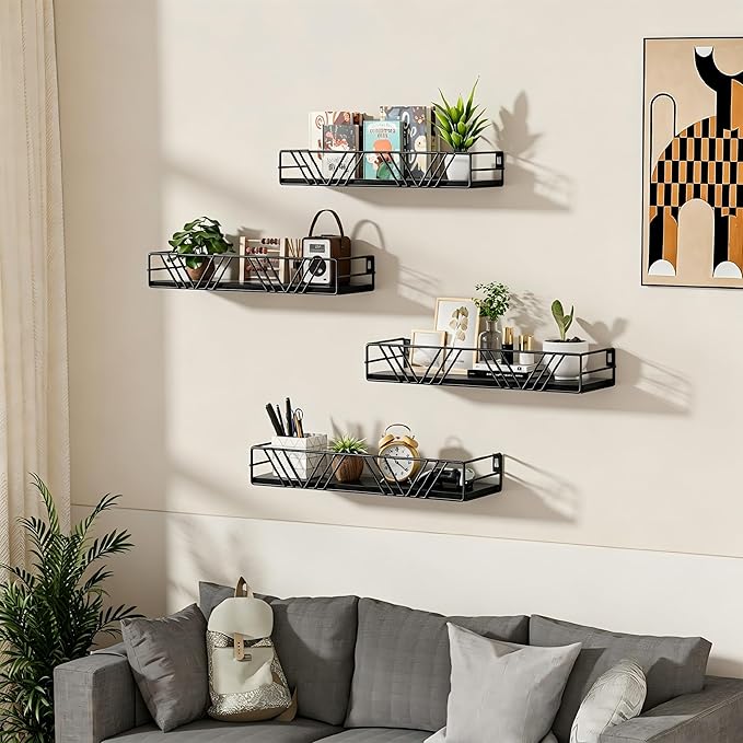 Floating Shelves for Wall, 4 Sets Rustic Wall Mounted Shelves