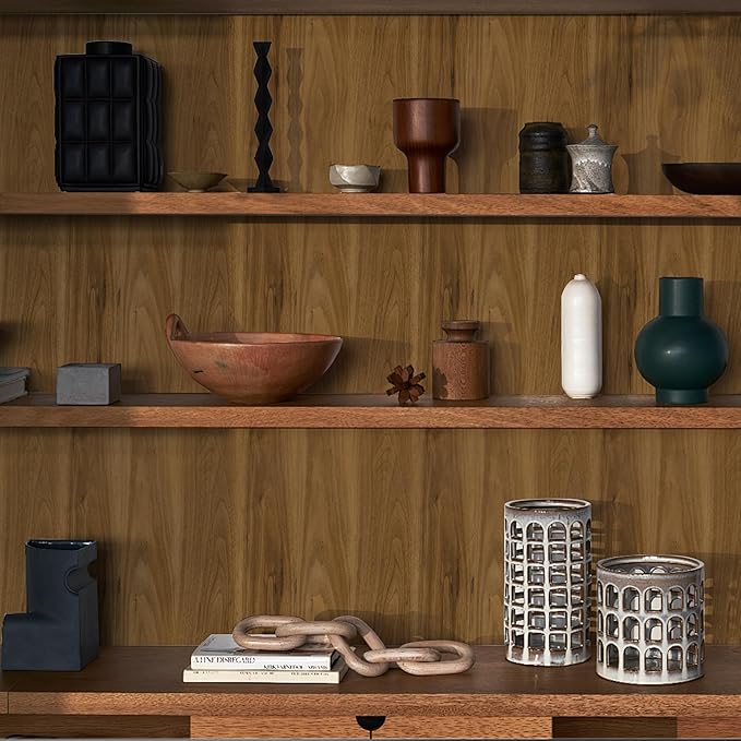 Wood Contact Paper Peel and Stick, Thicken Vintage Brown Wood Grain Wallpaper