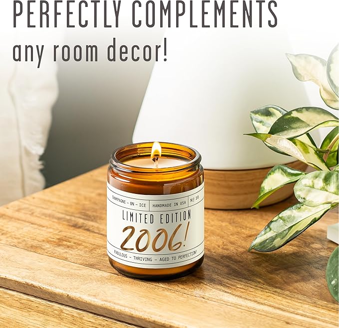 19th Birthday Gifts for Girls - 'Limited Edition 2006' Soy Candle, w/Champagne on Ice I 19 Birthday Gifts for Women I 19th Gift for Her Ideas I 9oz Reusable Jar, 50Hr Burn, Made in USA