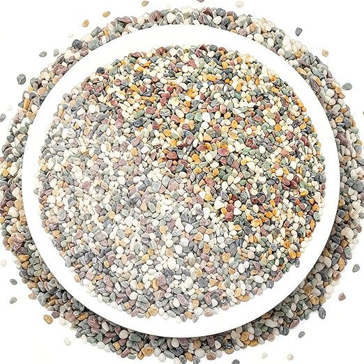 River Rocks,Landscaping Pebbles,Decorative Ornamental Pebbles,Garden Landscaping Stones,Gravel Filler for Home Decoration Flower Bed Fish Tank Plants Vases Succulents (Natural, 5 Pounds)