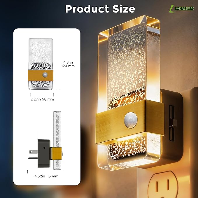 L LOHAS LED Motion Sensor Night Light, 2 Pack Night Lights Plug Into Wall