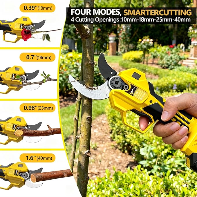 2-IN-1 Electric Pole Pruning Shears, 1.6" Cutting Diameter-Brushless Motor, Cordless Power Pruner with Extension Pole, Total Reach of Max 15.58FT, 2×4.0Ah Battery, SK5 Blade×2, LCD,for Garden Trimming