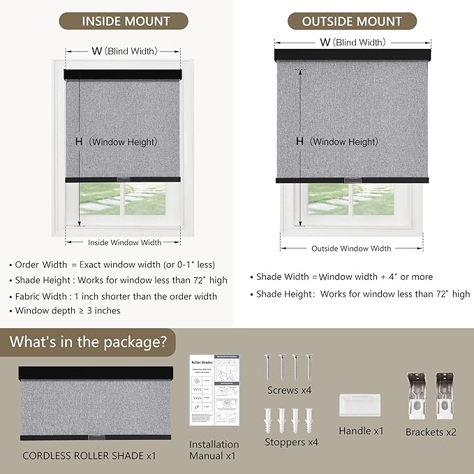 SUNOFF Cordless Blackout Roller Shades Blinds